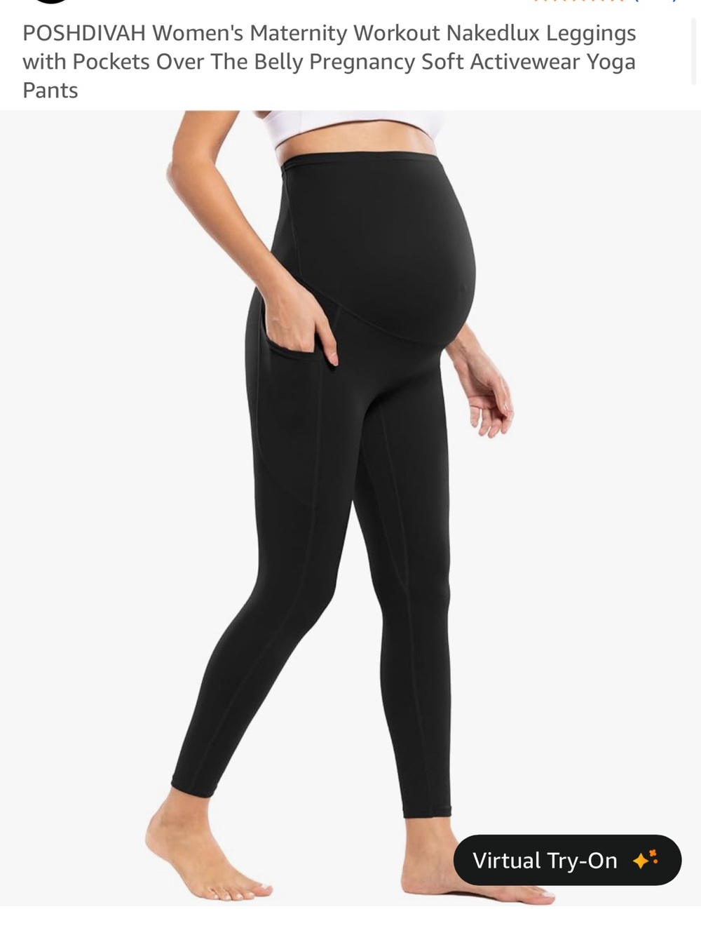 Maternity High-Waist Pocket Leggings in Black